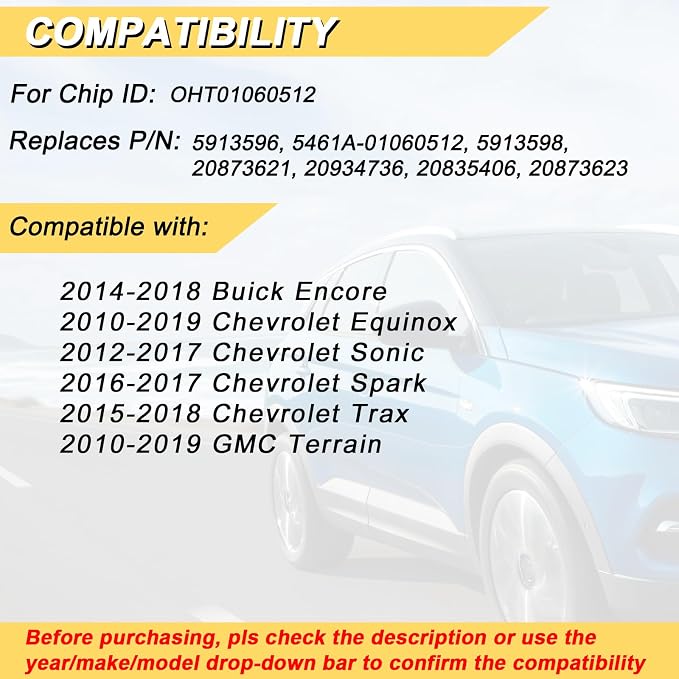 Vurkcy Key Fob Replacement for 2010-2019 Chevrolet Equinox & GMC Terrain/ 12-17 - Image 2