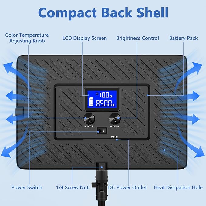 Led Video Light Panel Lighting Kit, QEUOOIY 2-Pack Bi-Color Photography Lighting - Image 3