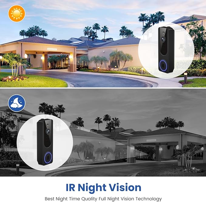 1080p WiFi Video Doorbell Camera Wireless, Battery Powered, AI Human and Motion - Image 5