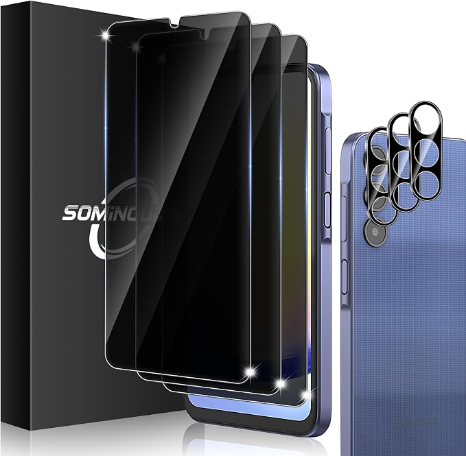 3+3 Pack for Samsung Galaxy A25 5G Privacy Screen Protector & Phone Camera Lens by SOMINGUIZN