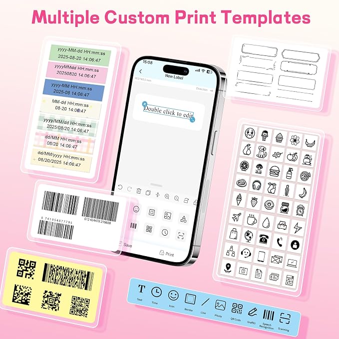 Label Maker Machine with Tape, Small Portable Bluetooth Label Printer, Handheld - Image 8