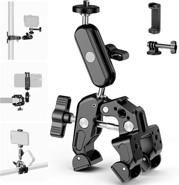 NEEWER Super Clamp with 3" Dual Ballhead Magic Arm, Camera Phone Clamp Mount by Neewer