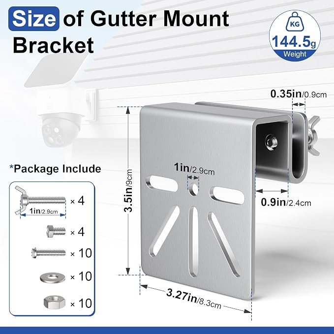 2 PCS ViewKurM Gutter Mount for Security Cameras, Stainless Steel Camera Mount - Image 2