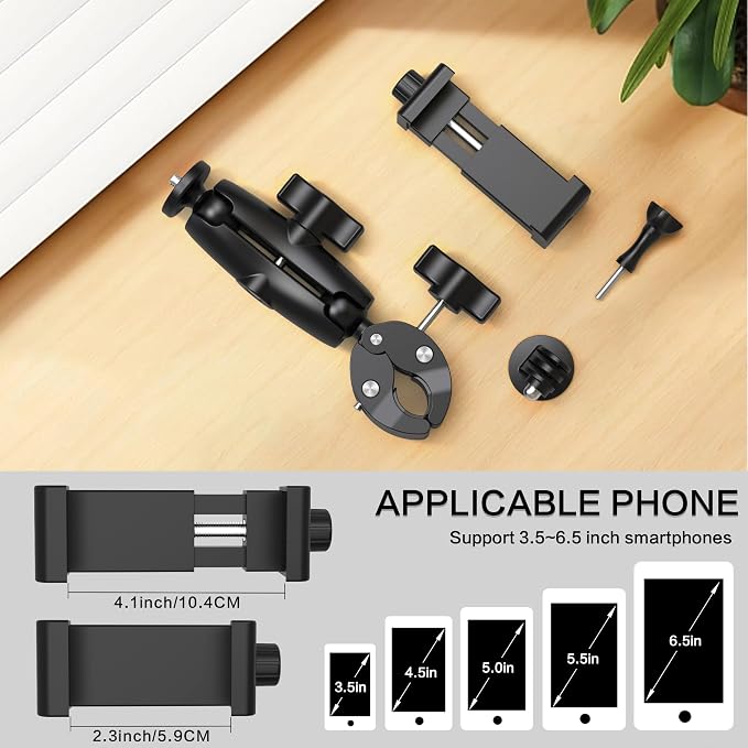 Taisioner Super Camera Clamp Mount 3.6" Socket Arm 360°Ball Head Magic Arm 1/4" - Image 6