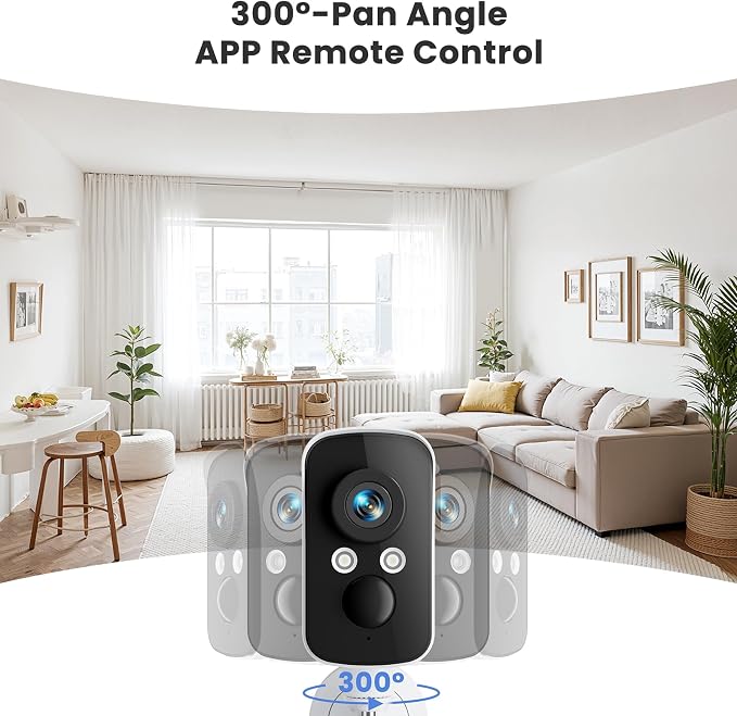 300° Pan Wireless Outdoor Security Camera, No Subscription Free 7-Day Cloud/SD - Image 2
