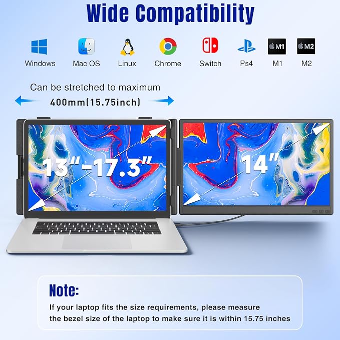 KEFEYA Laptop Screen Extender 14", FHD 1080P IPS Laptop Monitor Extender - Image 6