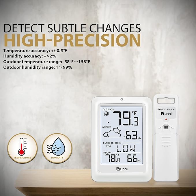Indoor Outdoor Thermometer Wireless Weather Station, Temperature Humidity - Image 6