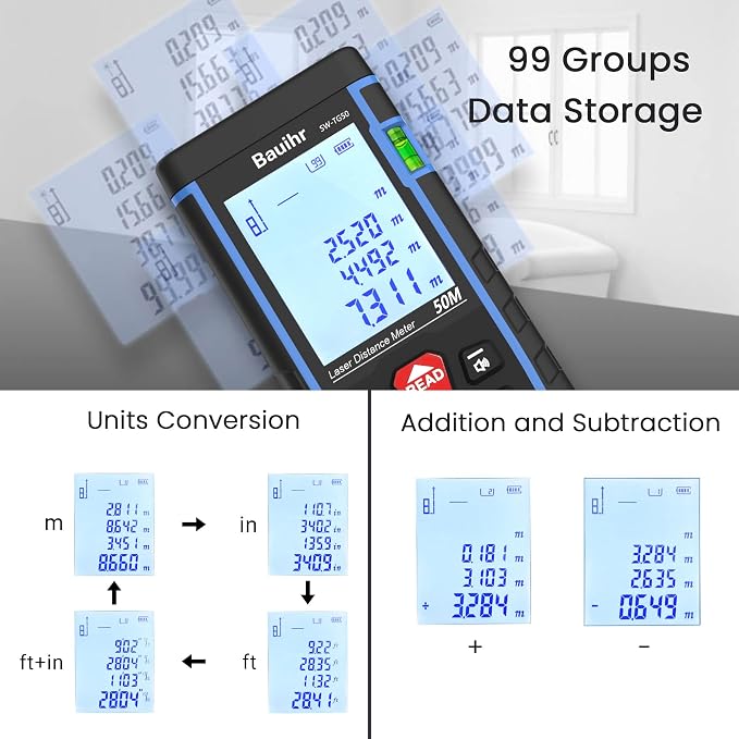 Laser Measure, Bauihr 165ft Laser Distance Meter, Portable Laser Measurement - Image 6