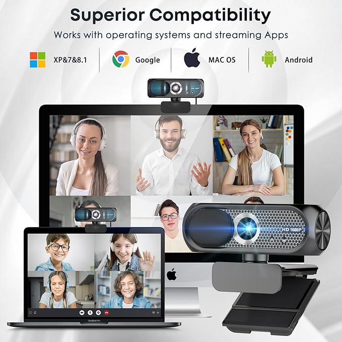 2K Webcam with Microphone, Noise Cancellation, Privacy Cover, Wide-Angle Lens - Image 6