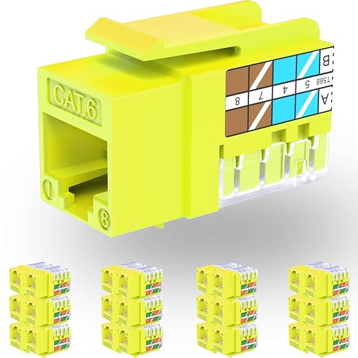 Rapink RJ45 Keystone Jack Cat6 10G Support, Keystone Jacks UTP 25 Pack by Rapink