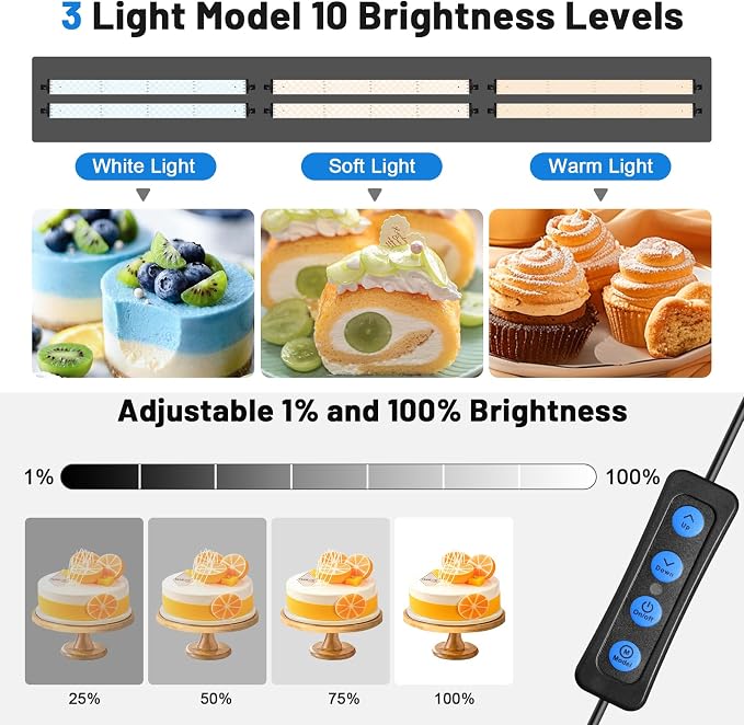 Photo Light Box 40x40 Inch for Photography, 3 Color 10-Level Adjustable Photo - Image 2