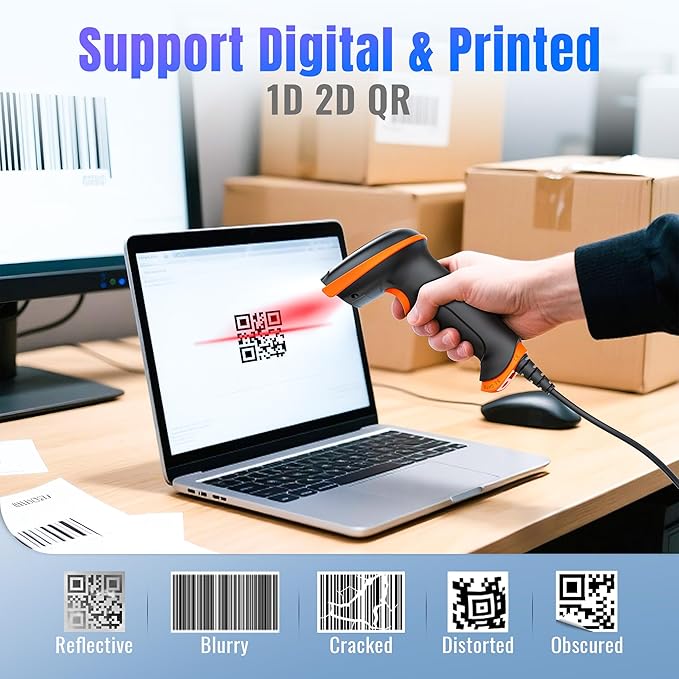 Tera Upgraded USB 1D 2D QR Barcode Scanner Wired, Officially Certified - Image 4