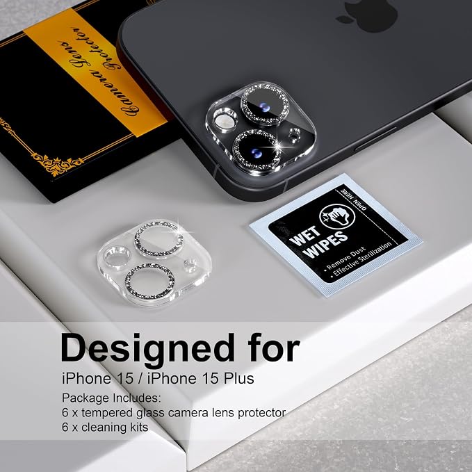 for 6 Pack iPhone 15 / iPhone 15 Plus Camera Lens Protector 9H Tempered Glass - Image 2