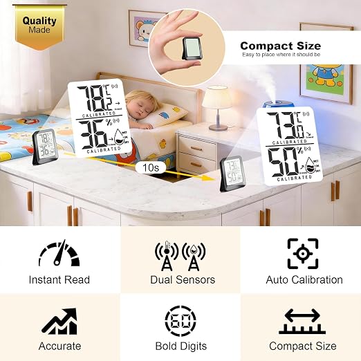 3 Pack Room Thermometer Indoor Hygrometer Digital Mini Humidity Meter Gauge - Image 3