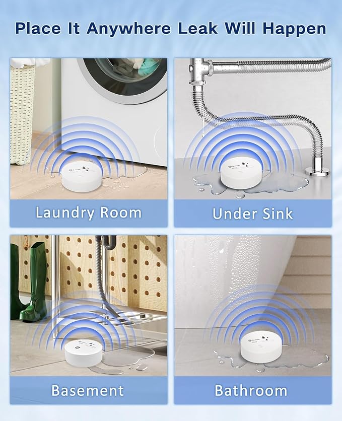 Geevon 1 Pack Water Leak Detectors, 100dB Water Sensor Alarms Flood Detector - Image 4