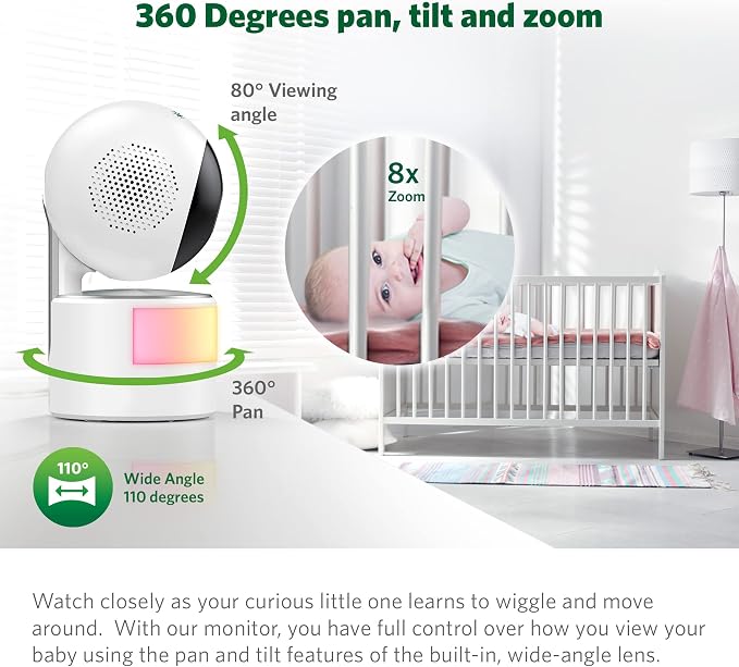 LeapFrog LF915-2HD Baby Monitor, 2 Cameras, 5” 720p Screen, 360° Pan-Tilt-Zoom - Image 2