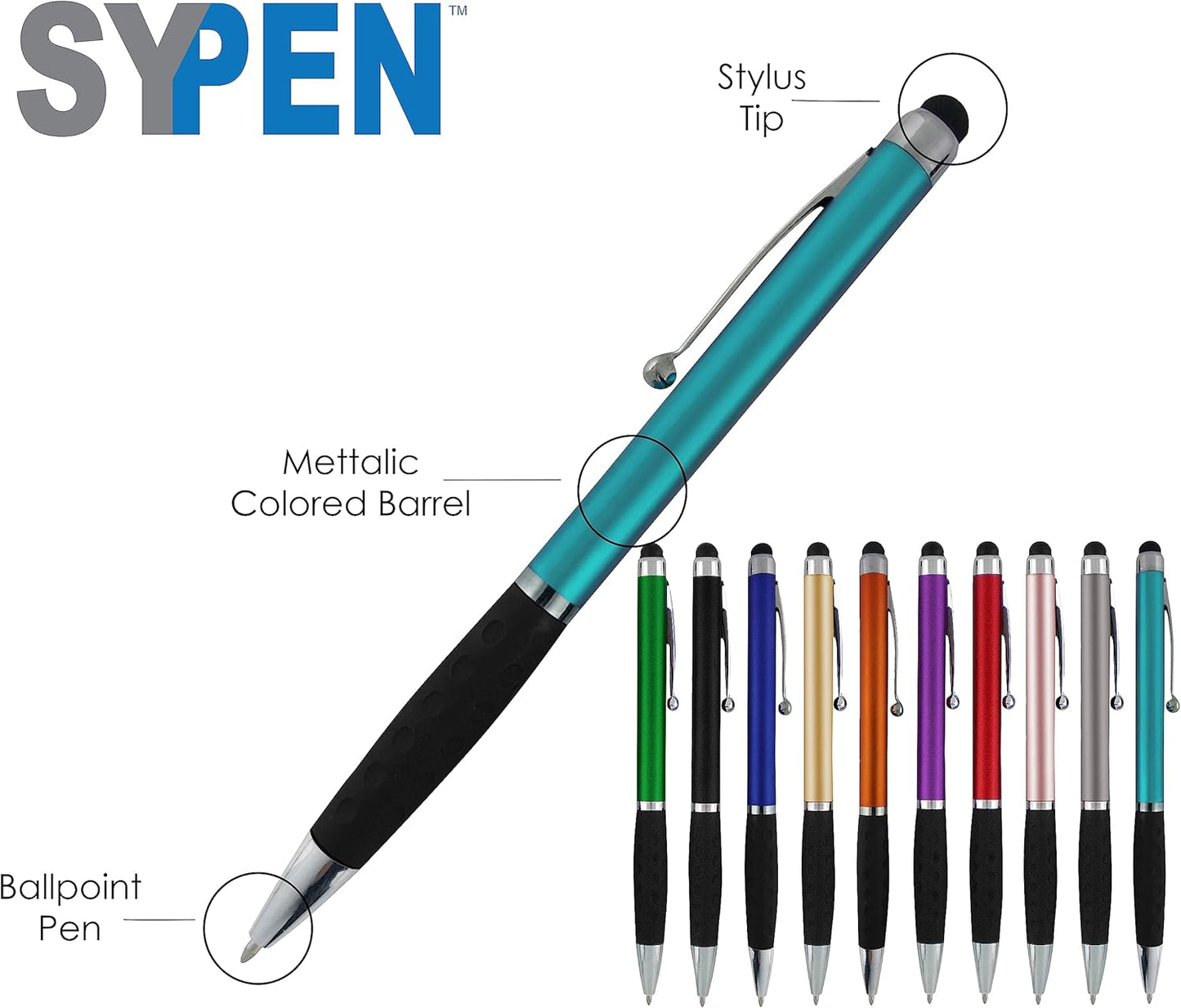 Personalized Stylus Pens With your Custom Logo or Text-600 Pack Bulk-for Businesses, Parties, and Events, 2 in 1 Ballpoint Pen & Stylus for Touchscreen Devices, Black Barrel, Black Ink