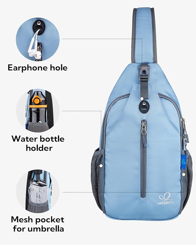 WATERFLY Sports Crossbody Sling Backpack Sling Bag Chest Bag Daypack - Image 4