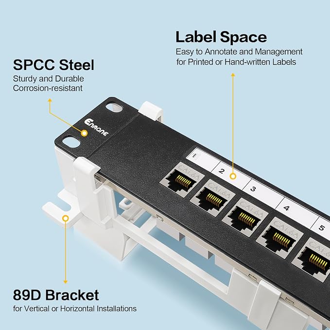 8 Port Patch Panel Keystone Coupler CAT6A Shielded Wall Mount 10 Inch - Image 2