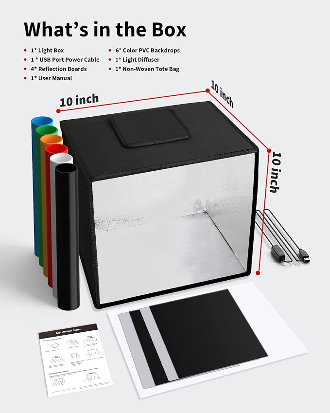 Glendan Light Box Photography, 6 Color PVC Backdrops, 4 Reflection Boards and 1 - Image 9