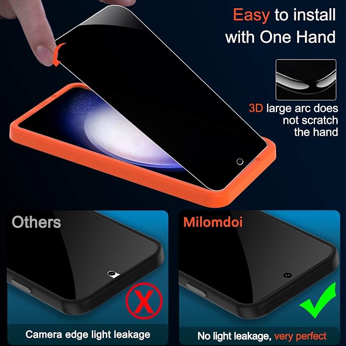 Milomdoi for Samsung Galaxy S23 Plus S23+ Privacy Screen Protector Tempered - Image 5