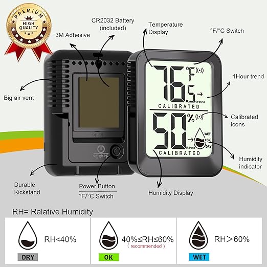 Antonki 4 Pack Mini Room Thermometer Hygrometer Indoor Temperaure and Humidity - Image 6