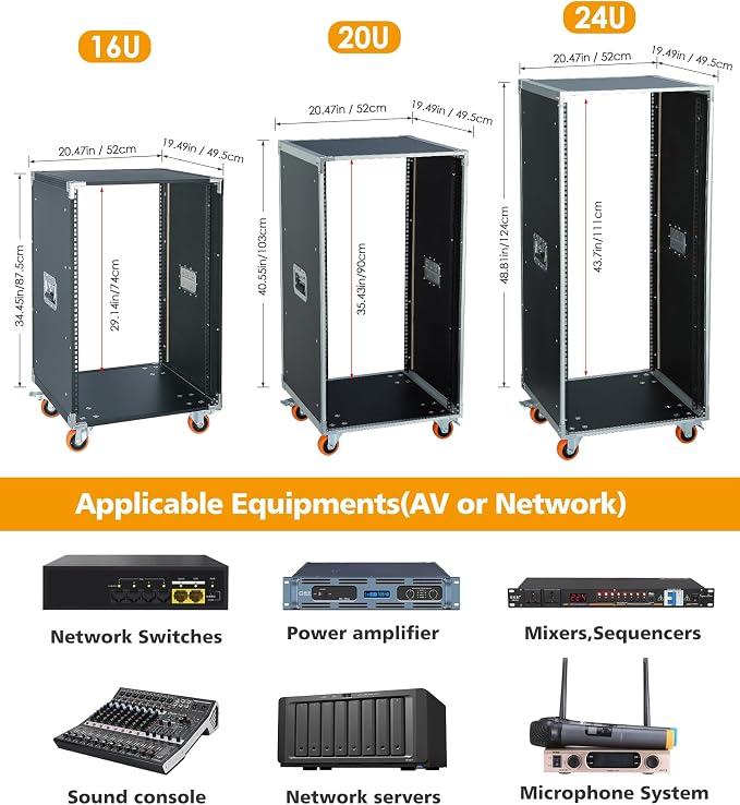 AV Gear Rack 24U Home Audio & Video Stage Stereo Equipment Storage Cabinet - Image 5