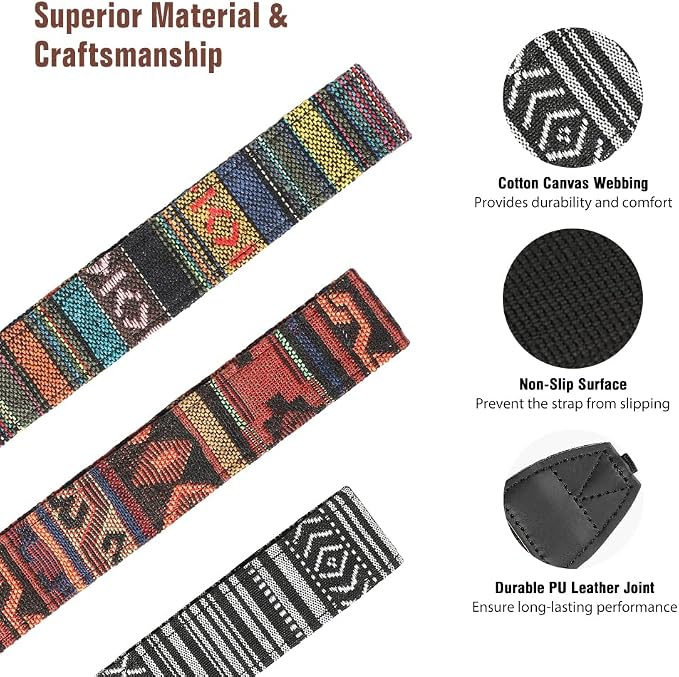 MoKo Camera Strap, Retro Cotton Canvas Woven Strap Universal Shoulder Neck - Image 3
