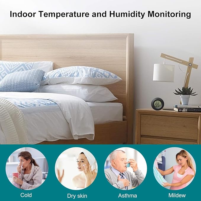 EEEKit Hygrometer Thermometer, 3 Pack LCD Monitor Indoor Humidity Meter - Image 2