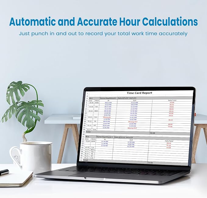 Time Clocks for Employees Small Business Automatic Calculate Hours, 0 Monthly - Image 2