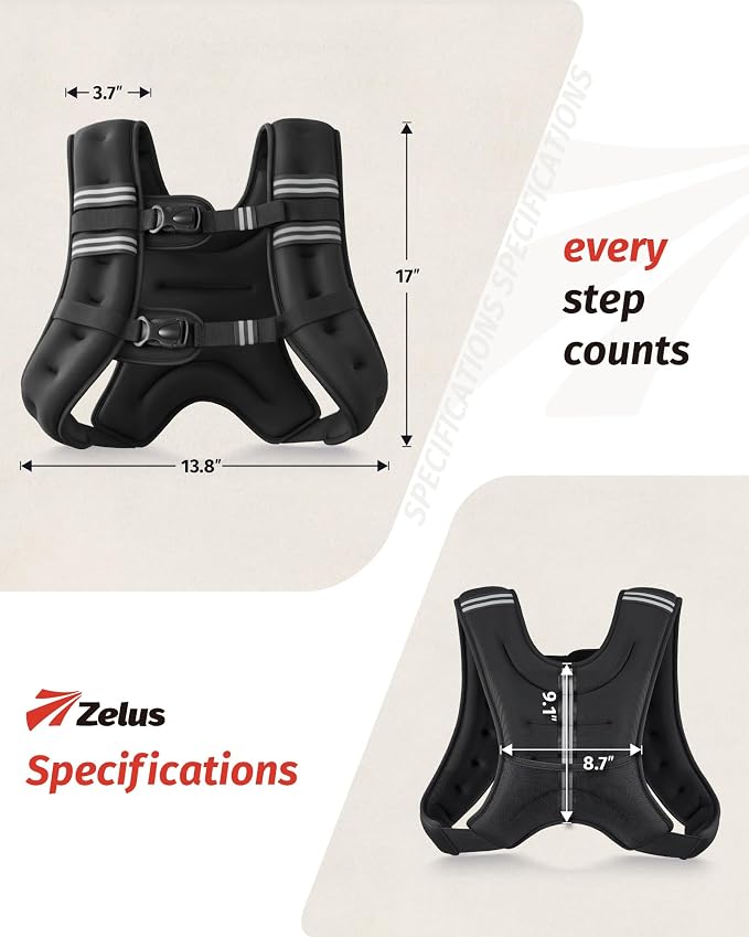 ZELUS Weighted Vest, 6lb/8lb/12lb/16lb/20lb/25lb/30lb Weight Vest - Image 8
