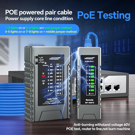 NOYAFA NF-468YS Network Cable Tester, Rechargeable RJ11 RJ45 Ethernet Cable - Image 8