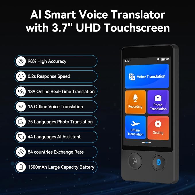 W12 Language Translator Device, 2026 Upgraded AI Translator No WiFi Needed - Image 2
