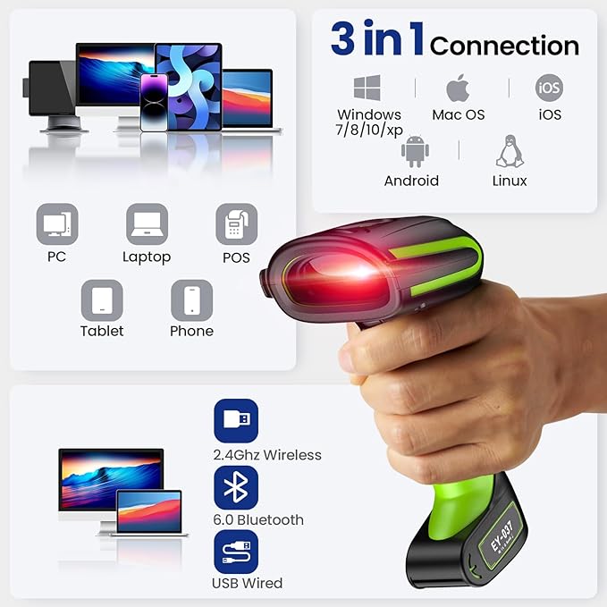 Eyoyo 2D QR Industrial Barcode Scanner - Image 3