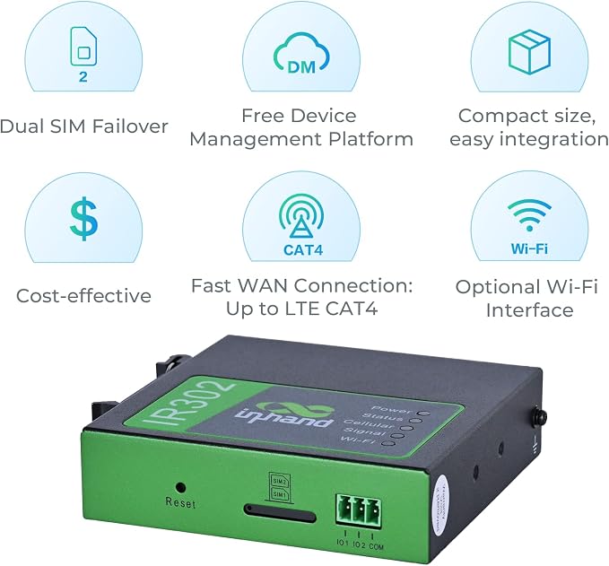 InHand Networks IR302 Industrial IoT 4G LTE VPN Cellular Router, LTE Cat 4+ - Image 6