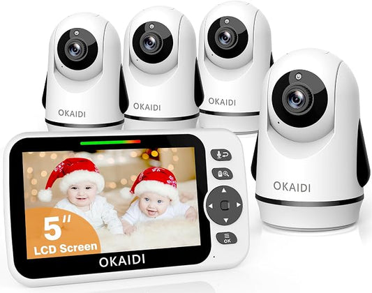 OKAIDI Video Baby Monitor with 4 Cameras, 30H Battery and 1000ft Range by OKAIDIVideoBabyMonitor