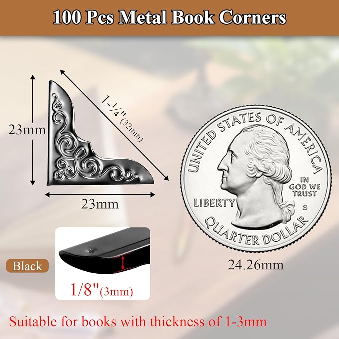100pcs Metal Book Corner Protectors, Paperbacks Book Edge Protectors Picture - Image 2