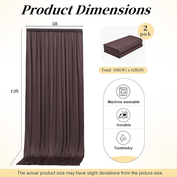 12ft x 10ft Brown Backdrop Curtains - Image 7