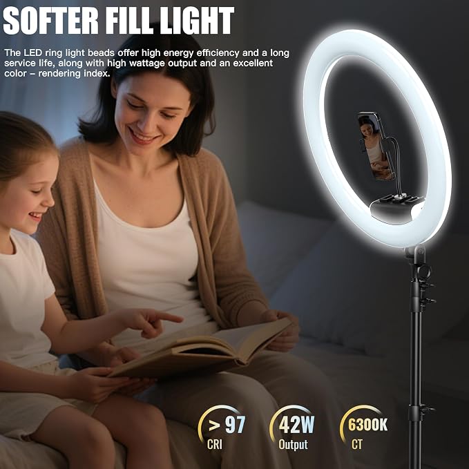Ring Light with Stand and Phone Holder, Professional LED Circle Light with 78" - Image 5