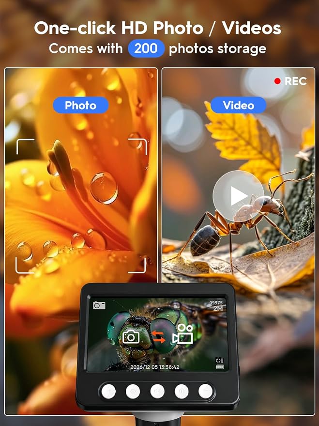 Coin Microscope, 4.3" LCD USB Digital Microscope 1000X Coin Magnifier - Image 6