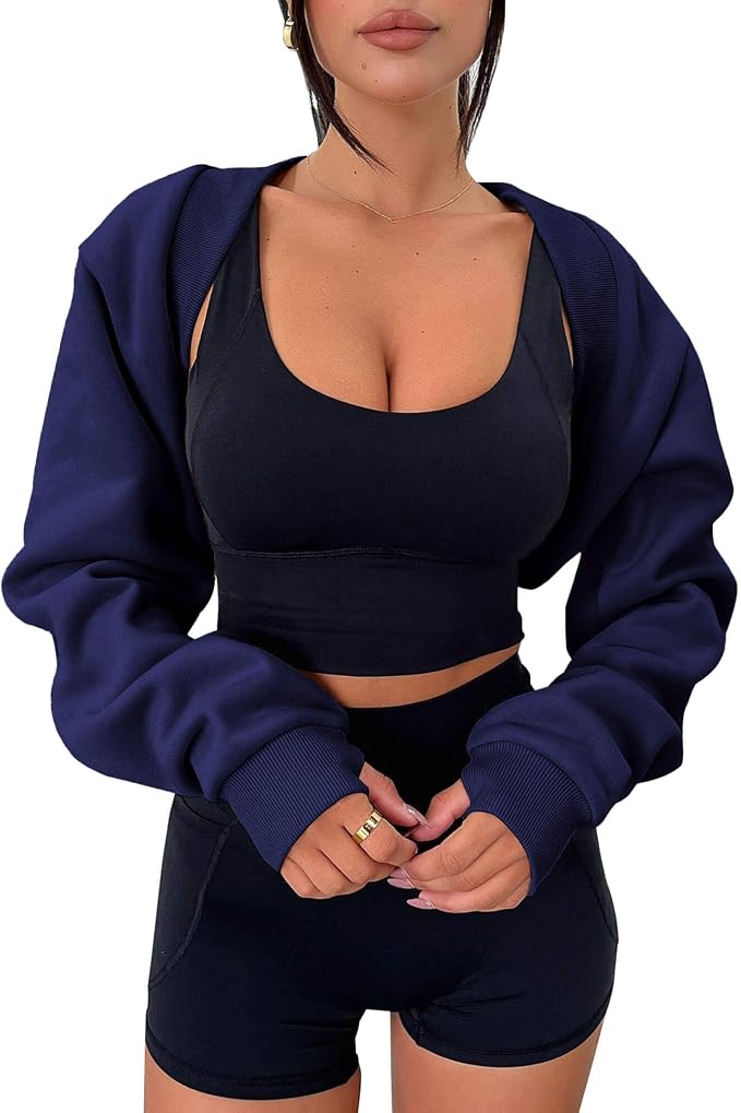 Zwurew Women's Bolero Shrug Long Sleeve Cropped Sweatshirt by Zwurew