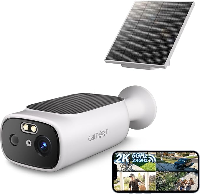 2K Solar Camera Outdoor Wireless-5/2.4Ghz WiFi Cameras by Camoon