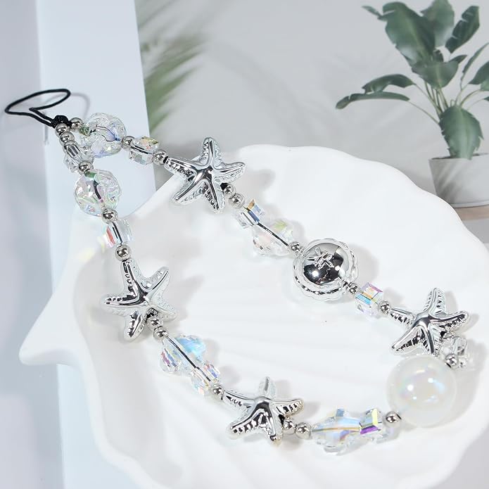 CMVFYL Beaded Camera Wrist Strap, Cute Phone Charms Strap, Pearl Bracelet Wrist - Image 3