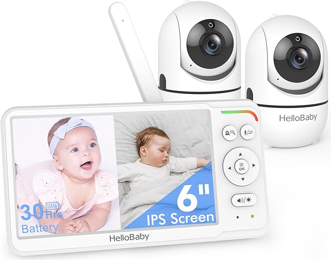 HelloBaby Baby Monitor with 2 Cameras, World First 6" IPS Split Screen by HelloBaby