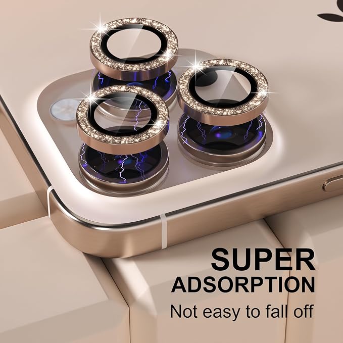 Misea Compatible for iPhone 16 Pro/iPhone 16 Pro Max Camera Lens Protector Bling - Image 6
