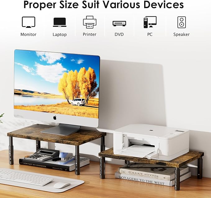 ECOLOVI Adjustable Wood Computer Monitor Stand Riser - Image 8