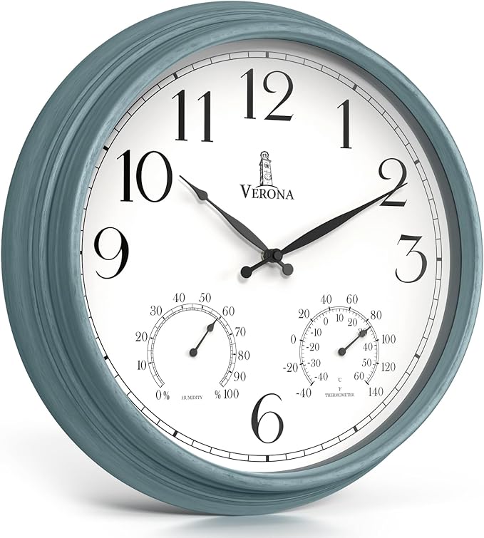 18 inch Outdoor Clocks for Patio Large Waterproof by LovelyHomeEssentials