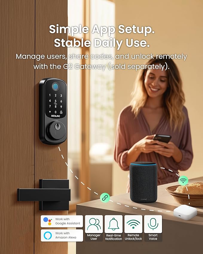 DESLOC Smart Door Lock B200, Smart Deadbolt Lock, Keyless Entry Door Lock - Image 3