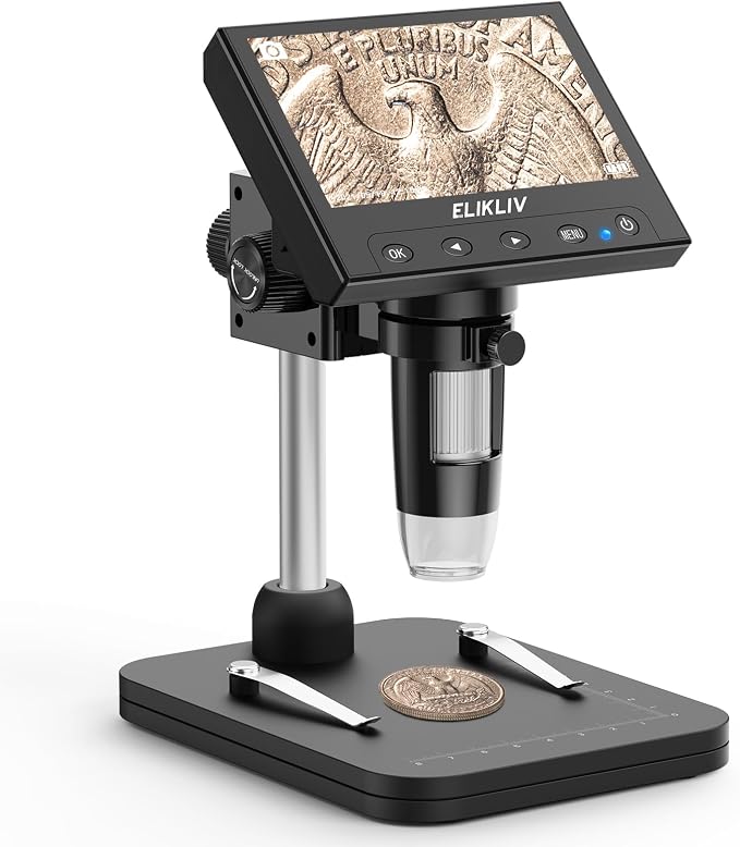 Elikliv Coin Microscope, 4.3'' LCD Digital Microscope 1000x, Coin Magnifier by Elikliv