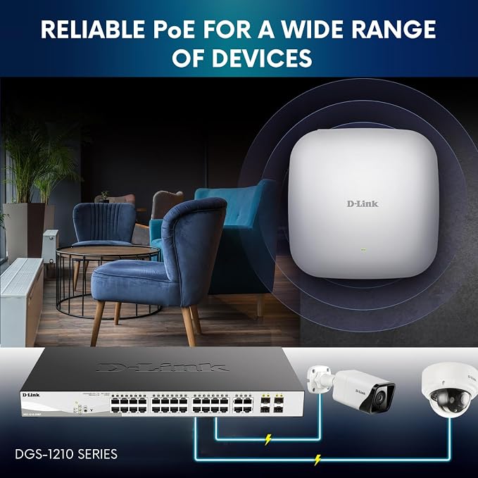 D-Link 28-Port Gigabit Smart Managed PoE+ Switch, 24 PoE+ Ports + 4 SFP Combo - Image 2